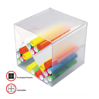 deflecto® Stackable Cube Organizer, X Divider, 6 x 7 1/8 x 6, Clear (DEF350201)