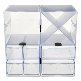 deflecto® Stackable Cube Organizer, X Divider, 6 x 7 1/8 x 6, Clear (DEF350201)