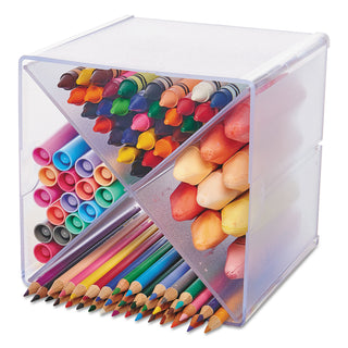 deflecto® Stackable Cube Organizer, X Divider, 6 x 7 1/8 x 6, Clear (DEF350201)