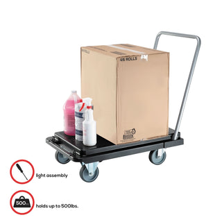 deflecto® Heavy-Duty Platform Cart, 500 lb Capacity, 21 x 32.5 x 37.5, Black (DEFCRT550004)