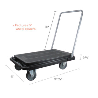 deflecto® Heavy-Duty Platform Cart, 500 lb Capacity, 21 x 32.5 x 37.5, Black (DEFCRT550004)
