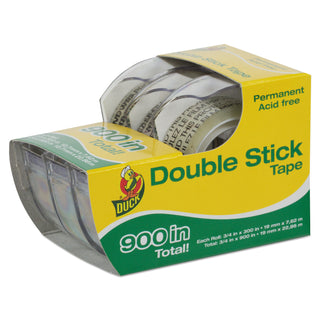 Duck® Permanent Double-Stick Tape with Dispenser, 1" Core, 0.5" x 25 ft, Clear, 3/Pack (DUC0021087)