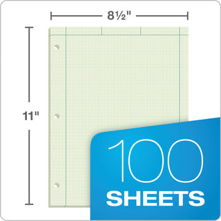 TOPS™ Engineering Computation Pads, Cross-Section Quad Rule (5 sq/in, 1 sq/in), Black/Green Cover, 100 Green-Tint 8.5 x 11 Sheets (TOP35510)