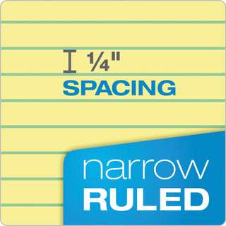 TOPS™ Double Docket Ruled Pads, Narrow Rule, 100 Canary-Yellow 8.5 x 11.75 Sheets, 6/Pack (TOP63376)