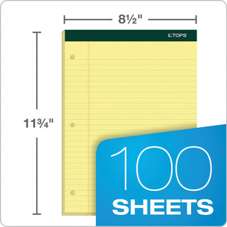 TOPS™ Double Docket Ruled Pads, Wide/Legal Rule, 100 Canary-Yellow 8.5 x 11.75 Sheets, 6/Pack (TOP63387)