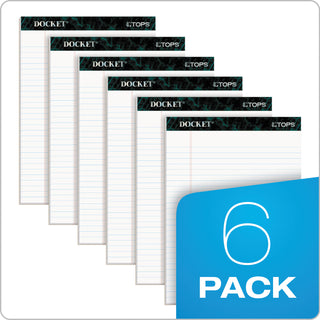 TOPS™ Docket Ruled Perforated Pads, Wide/Legal Rule, 50 White 8.5 x 11.75 Sheets, 6/Pack (TOP63416)