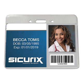SICURIX® Sicurix Proximity Badge Holder, Horizontal, 4w x 3h, Clear, 50/Pack (BAU47810)