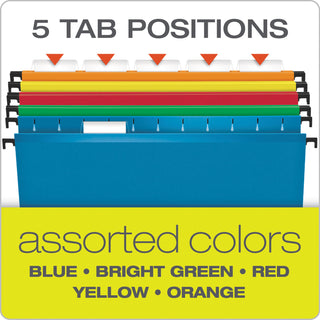 Pendaflex® SureHook Hanging Folders, Letter Size, 1/5-Cut Tab, Assorted, 20/Box (ESS6152X2ASST)