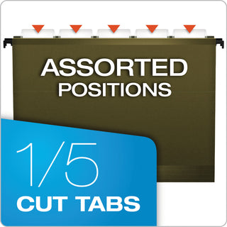 Pendaflex® SureHook Hanging Folders, Letter Size, 1/5-Cut Tab, Standard Green, 20/Box (ESS615215)