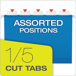 Pendaflex® SureHook Hanging Folders, Letter Size, 1/5-Cut Tab, Blue, 20/Box (ESS615215BLU)