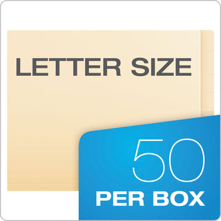 Pendaflex® SmartShield End Tab 1-Fastener Folders, Straight Tab, Letter Size, Manila, 50/Box (ESS62711)