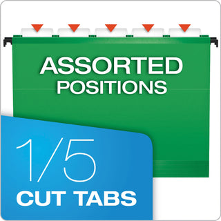 Pendaflex® Poly Laminate Hanging Folders, Letter, 1/5 Tab, Bright Green, 20/Box (ESS615215BGR)