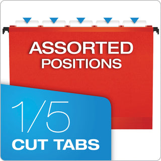 Pendaflex® SureHook Hanging Folders, Letter Size, 1/5-Cut Tab, Red, 20/Box (ESS615215RED)