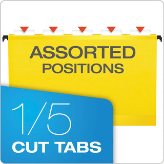 Pendaflex® SureHook Hanging Folders, Legal Size, 1/5-Cut Tab, Yellow, 20/Box (ESS615315YEL)