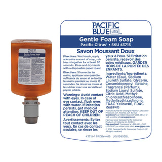 Georgia Pacific® Professional Gentle Foam Hand Soap Refills for Manual Dispensers, Pacific Citrus&reg;, 1,200 mL/Bottle, 4 Bottles/Case (GPC43715)