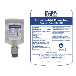 Georgia Pacific® Professional Antimicrobial Foam Hand Soap Refills for Manual Dispensers, Dye & Fragrance Free, 1,200 mL/Bottle, 4 Bottles/Case (GPC43818)