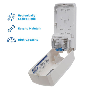 Georgia Pacific® Professional Wall-Mounted Manual Soap Dispenser for Foaming Hand Soap and Hand Sanitizer, White, 11.5" H x 5.6" W x 4.4" (GPC53058)