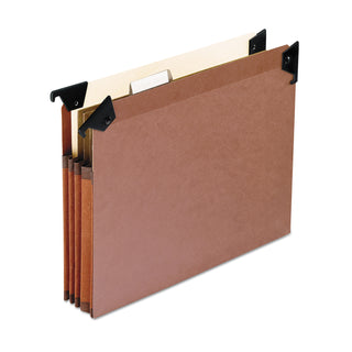 Pendaflex® Premium Expanding Hanging File Pockets with Swing Hooks and Dividers, Letter Size, 1/5-Cut Tab, Brown, 5/Box (ESS45422)