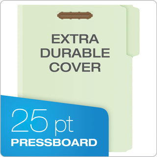 Pendaflex® Heavy-Duty Pressboard Folders w/ Embossed Fasteners, Letter Size, Green, 25/Box (PFX17178)