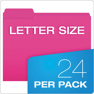 Pendaflex® Glow File Folders, 1/3-Cut Tabs, Letter Size, Assorted, 24/Pack (PFX40523)