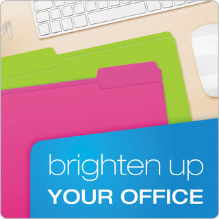 Pendaflex® Glow File Folders, 1/3-Cut Tabs, Letter Size, Assorted, 24/Pack (PFX40523)