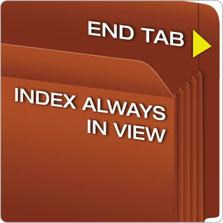 Pendaflex® Heavy-Duty End Tab File Pockets, 5.25" Expansion, Letter Size, Red Fiber, 10/Box (ESS95363)