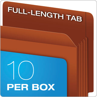Pendaflex® Heavy-Duty End Tab File Pockets, 3.5" Expansion, Letter Size, Red Fiber, 10/Box (ESS95343)