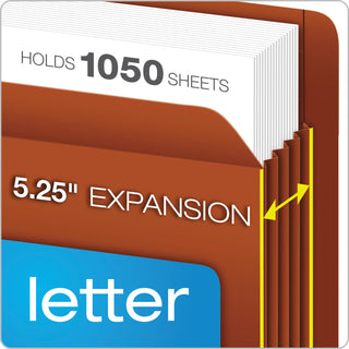 Pendaflex® Heavy-Duty End Tab File Pockets, 5.25" Expansion, Letter Size, Red Fiber, 10/Box (ESS95363)