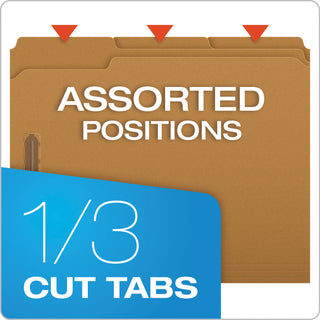 Pendaflex® Kraft Folders with Two Fasteners, 1/3-Cut Tabs, Letter Size, Kraft, 50/Box (ESSFK212)