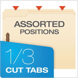 Pendaflex® Manila Folders with Two Fasteners, 1/3-Cut Tabs, Letter Size, 50/Box (ESSFM213)