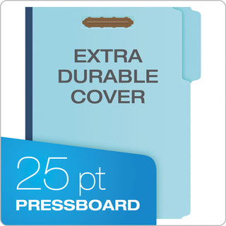 Pendaflex® Heavy-Duty Pressboard Folders w/ Embossed Fasteners, Letter Size, Blue, 25/Box (ESSFP213)