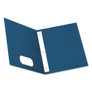 Oxford™ Twin-Pocket Folders with 3 Fasteners, Letter, 1/2" Capacity, Blue, 25/Box (ESS57702)