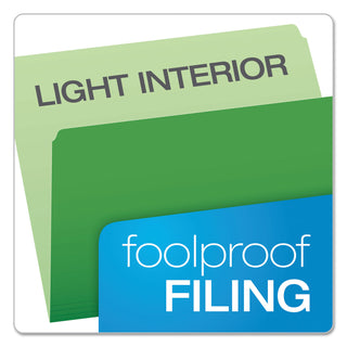 Pendaflex® Colored File Folders, Straight Tab, Letter Size, Green/Light Green, 100/Box (ESS152BGR)