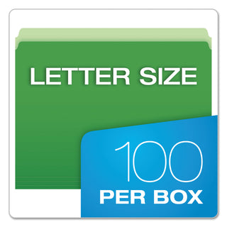 Pendaflex® Colored File Folders, Straight Tab, Letter Size, Green/Light Green, 100/Box (ESS152BGR)