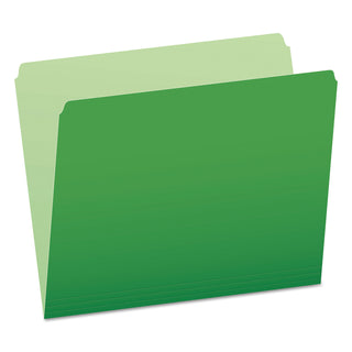 Pendaflex® Colored File Folders, Straight Tab, Letter Size, Green/Light Green, 100/Box (ESS152BGR)