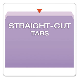 Pendaflex® Colored File Folders, Straight Tab, Letter Size, Lavender/Light Lavender, 100/Box (ESS152LAV)