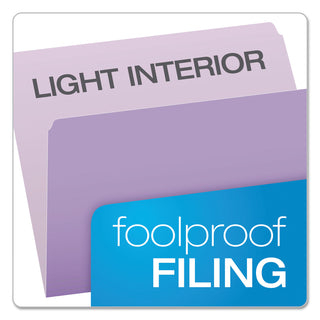 Pendaflex® Colored File Folders, Straight Tab, Letter Size, Lavender/Light Lavender, 100/Box (ESS152LAV)