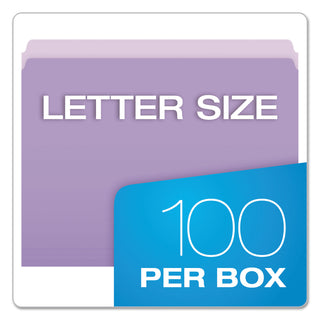 Pendaflex® Colored File Folders, Straight Tab, Letter Size, Lavender/Light Lavender, 100/Box (ESS152LAV)