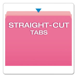 Pendaflex® Colored File Folders, Straight Tab, Letter Size, Pink/Light Pink, 100/Box (ESS152PIN)