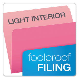Pendaflex® Colored File Folders, Straight Tab, Letter Size, Pink/Light Pink, 100/Box (ESS152PIN)