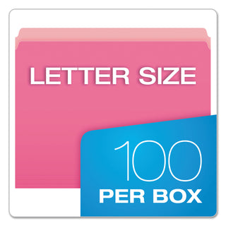 Pendaflex® Colored File Folders, Straight Tab, Letter Size, Pink/Light Pink, 100/Box (ESS152PIN)