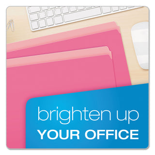 Pendaflex® Colored File Folders, Straight Tab, Letter Size, Pink/Light Pink, 100/Box (ESS152PIN)