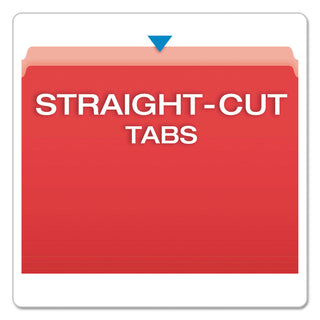 Pendaflex® Colored File Folders, Straight Tab, Letter Size, Red/Light Red, 100/Box (ESS152RED)