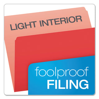 Pendaflex® Colored File Folders, Straight Tab, Letter Size, Red/Light Red, 100/Box (ESS152RED)