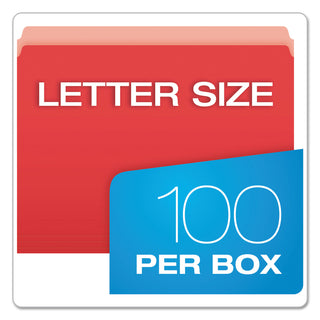 Pendaflex® Colored File Folders, Straight Tab, Letter Size, Red/Light Red, 100/Box (ESS152RED)