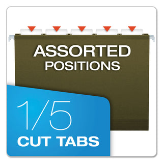 Pendaflex® Reinforced Hanging File Folders, Letter Size, 1/5-Cut Tab, Standard Green, 25/Box (ESS415215)
