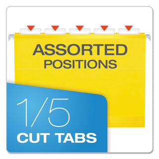 Pendaflex® Extra Capacity Reinforced Hanging File Folders with Box Bottom, Letter Size, 1/5-Cut Tab, Yellow, 25/Box (ESS4152X2YEL)