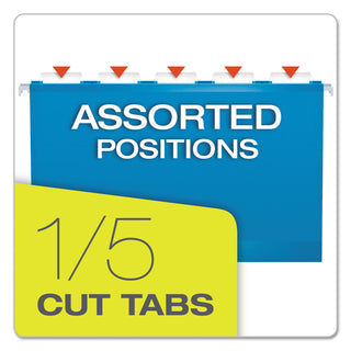 Pendaflex® Extra Capacity Reinforced Hanging File Folders with Box Bottom, Legal Size, 1/5-Cut Tab, Assorted, 25/Box (ESS4153X2ASST)