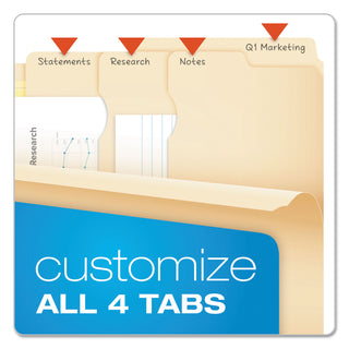 Pendaflex® Divide It Up File Folders, 1/2-Cut Tabs, Letter Size, Manila, 24/Pack (ESS10770)