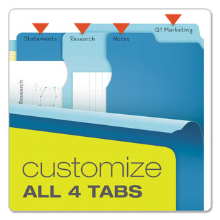 Pendaflex® Divide It Up File Folders, 1/2-Cut Tabs, Letter Size, Assorted, 12/Pack (PFX10773)